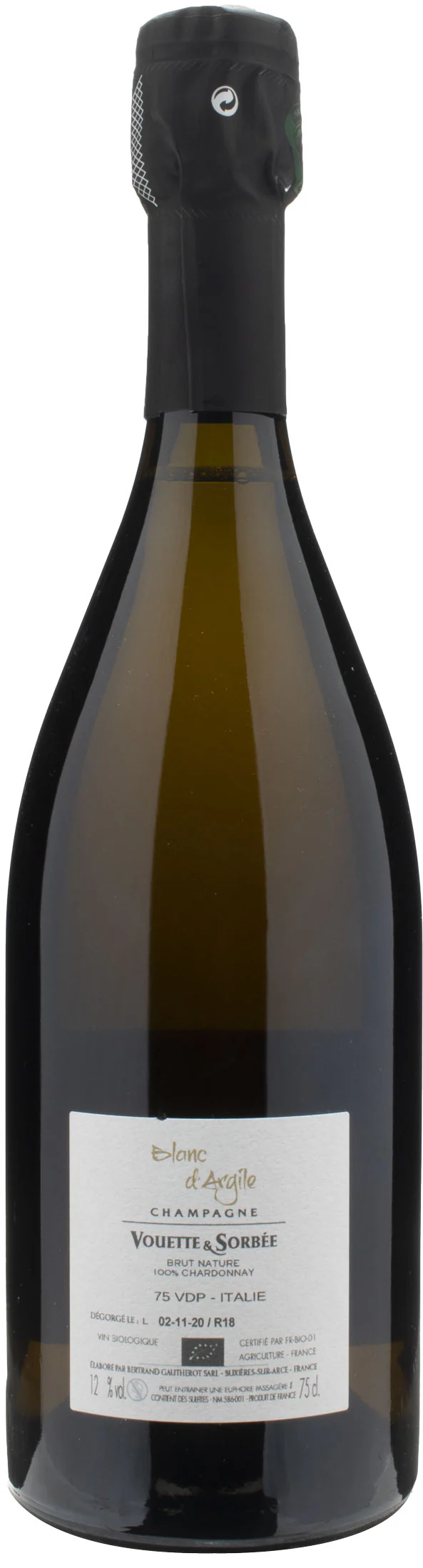 Vouette et Sorbee Champagne Blanc d'Argile Brut Nature - Image 2
