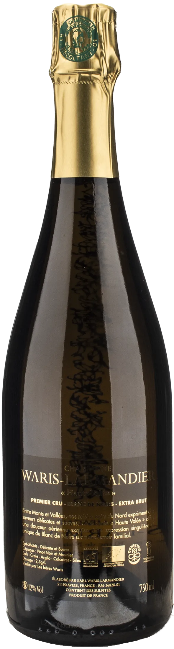 Waris Larmandier Champagne 1er Cru Blanc de Noirs Extra Brut Cuvee Haute Volee - Image 2