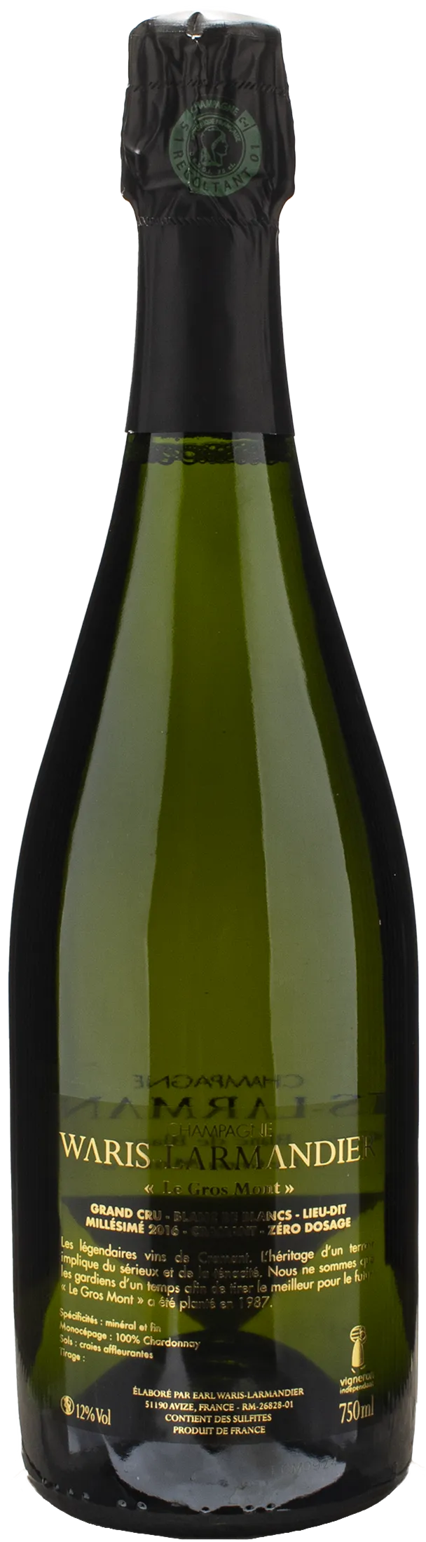 Waris Larmandier Champagne Grand Cru Blanc de Blancs Cramat Le Gros Mont 2016 - Image 2
