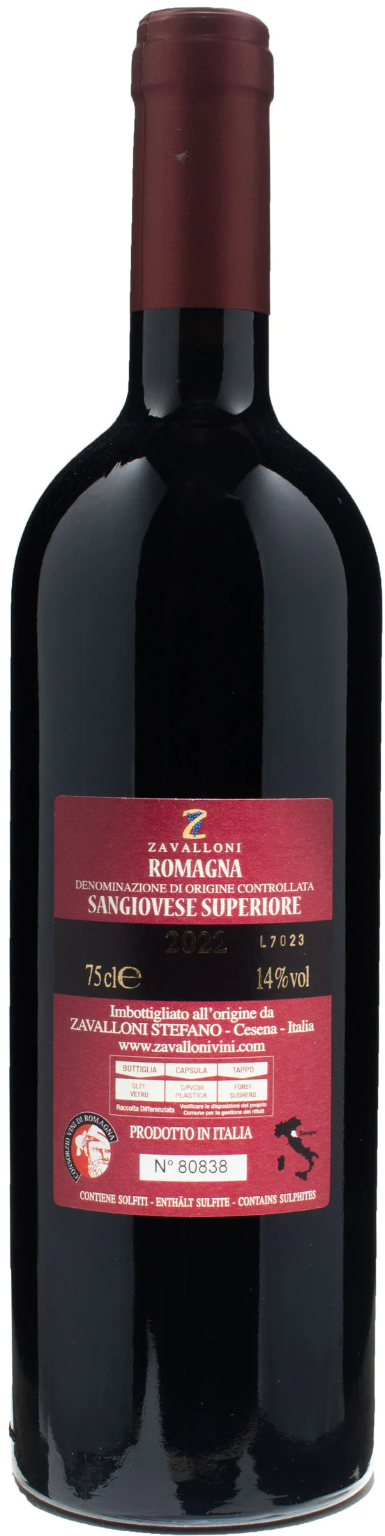 Zavalloni Romagna Sangiovese Superiore 2022 - Image 2